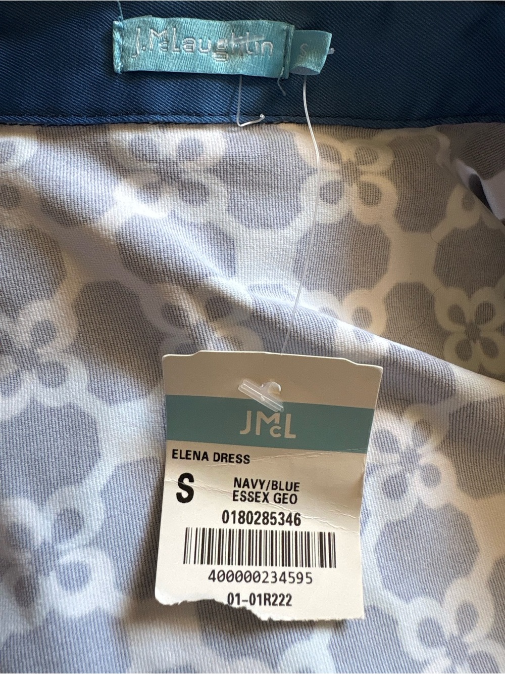 J McLaughlin Navy & Light Blue Elena Geo Print Dress S NWT - Picture 6 of 10